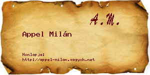 Appel Milán névjegykártya