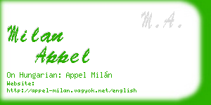milan appel business card